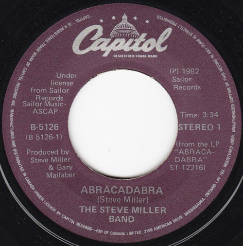Steve Miller Band - Abracadabra - Capitol Records - B-5126 - 7", Single 1083012000