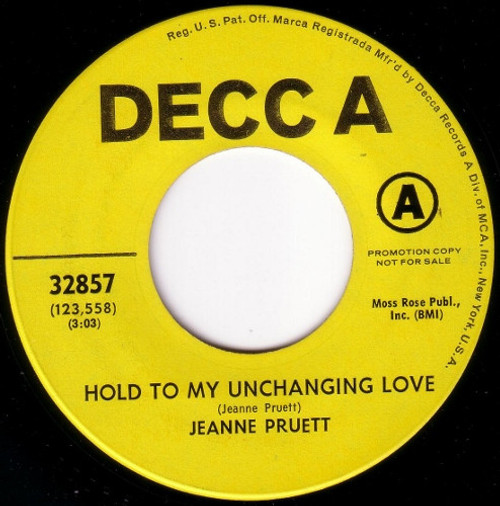 Jeanne Pruett - Hold To My Unchanging Love / He's Callin' Me Baby Again (7", Promo)