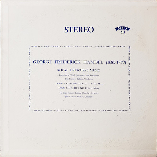 George Frederick Handel*, Jean-Francois Paillard* - Royal Fireworks Music / Double Concerto No. 27 In B Flat Major / Oboe Concerto No. 3 In G Minor (LP, Album)