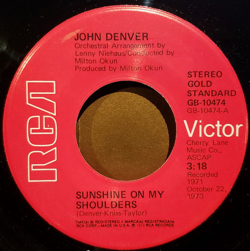 John Denver - Sunshine On My Shoulders (7", Single, RE)