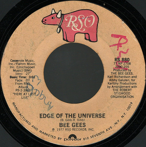 Bee Gees - Edge Of The Universe / Words - RSO - RS 880 - 7", Single, PRC 1086749328