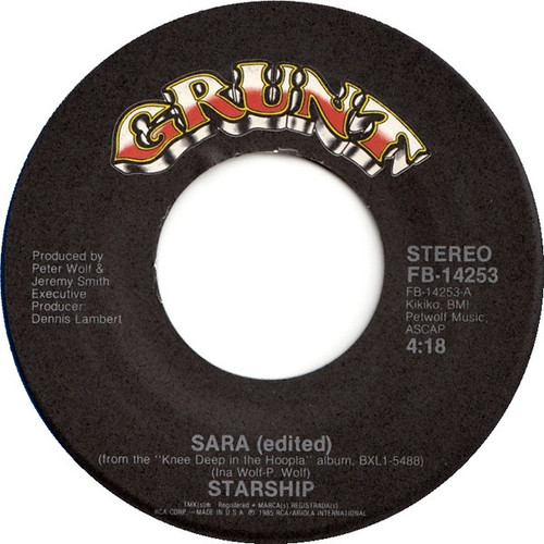 Starship (2) - Sara - Grunt (3) - FB-14253 - 7", Single, Ind 1086749931