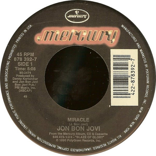 Jon Bon Jovi - Miracle (7", Single, Spe)