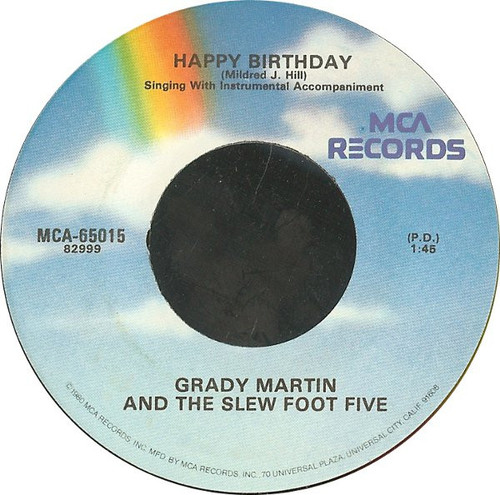 Grady Martin And The Slew Foot Five - Happy Birthday (7", RE, Glo)