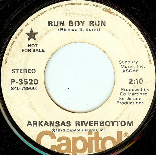 Arkansas Riverbottom - Run Boy Run (7", Promo)