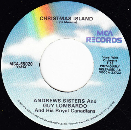 The Andrews Sisters And Guy Lombardo And His Royal Canadians - Christmas Island / Winter Wonderland - MCA Records - MCA-65020 - 7", RE, Glo 1087431051