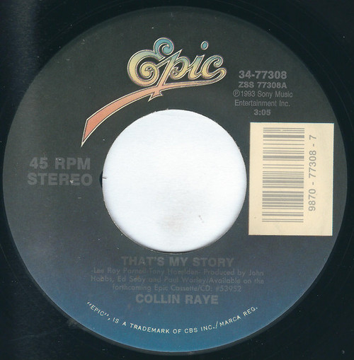 Collin Raye - That's My Story - Epic - 34-77308 - 7" 1087557296