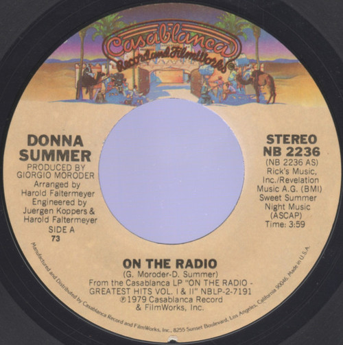 Donna Summer - On The Radio (7", Single, Styrene, 73 )