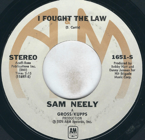 Sam Neely - I Fought The Law / Guitar Man - A&M Records - 1651-S - 7", Single, Styrene, Mon 1087705324