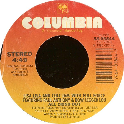 Lisa Lisa & Cult Jam With Full Force - All Cried Out - Columbia - 38-05844 - 7", Single, Styrene, Pit 1087883952