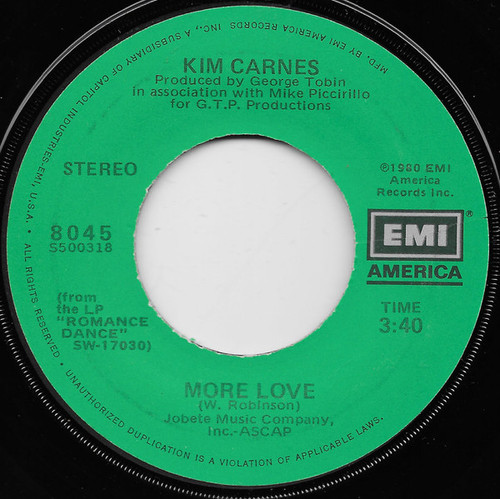 Kim Carnes - More Love - EMI America - 8045 - 7", Single, Jac 1087884059