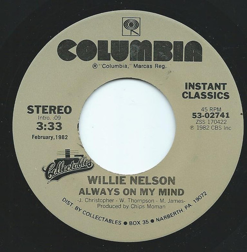 Willie Nelson - Always On My Mind / The Party's Over (7", RE)
