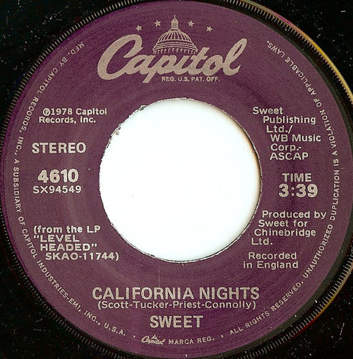 Sweet* - California Nights (7")