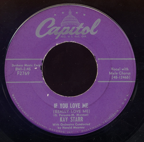Kay Starr - If You Love Me (Really Love Me)  / The Man Upstairs (7", Single, Scr)