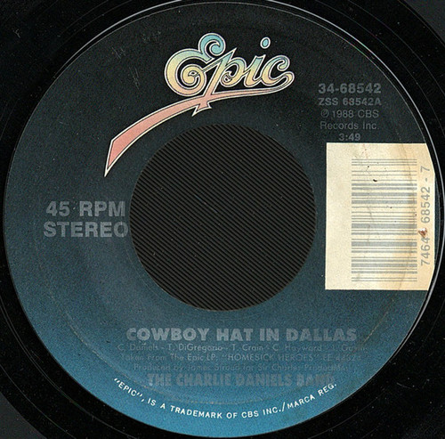 The Charlie Daniels Band - Cowboy Hat In Dallas (7", Single)