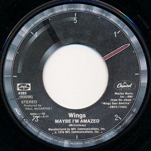 Wings (2) - Maybe I'm Amazed (7", Single, Win)