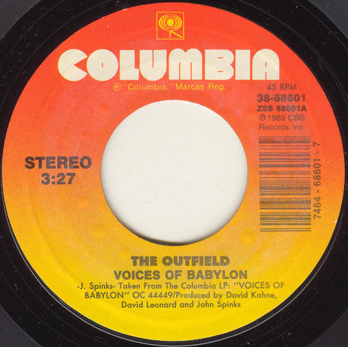 The Outfield - Voices Of Babylon (7", Single, Styrene, Car)