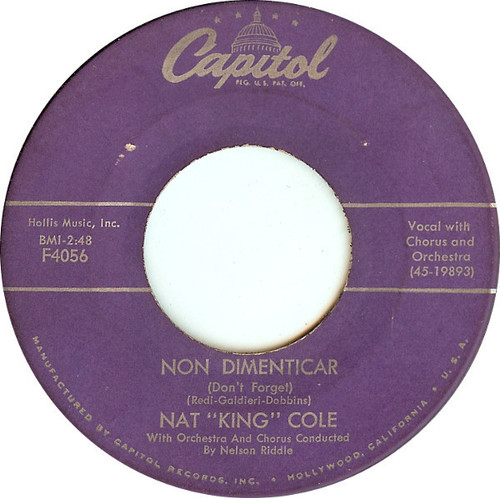 Nat King Cole - Non Dimenticar (Don't Forget) (7", Single)