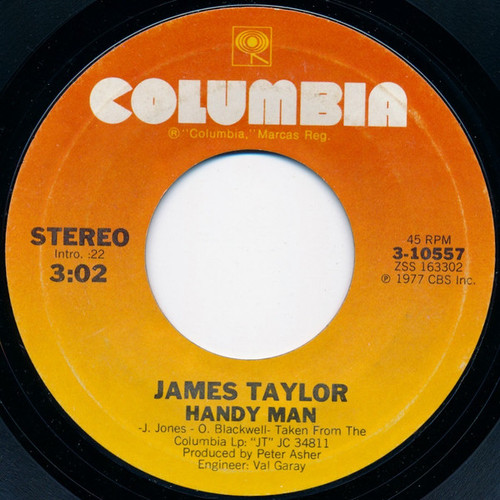 James Taylor (2) - Handy Man / Bartender's Blues - Columbia - 3-10557 - 7", Single, Styrene, Ter 1088284515