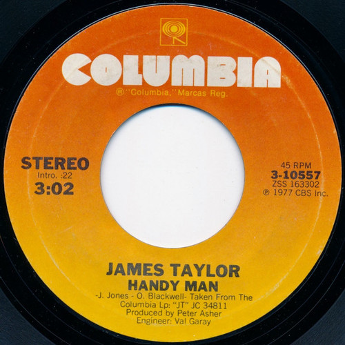 James Taylor (2) - Handy Man / Bartender's Blues - Columbia - 3-10557 - 7", Single, Styrene, Ter 1088285678