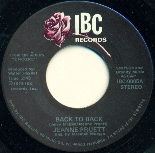 Jeanne Pruett - Back To Back / Wild Side Of Life - IBC Records - IBC 0005 - 7", Single 1088694670