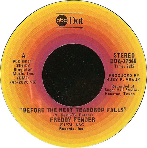 Freddy Fender (2) - Before The Next Teardrop Falls / Waiting For Your Love (7", Single, Styrene, Ter)
