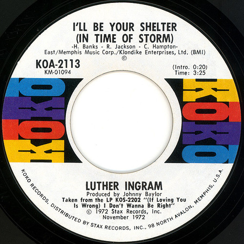 Luther Ingram - I'll Be Your Shelter (In Time Of Storm) / I Can't Stop (7", Single, Styrene, Pit)