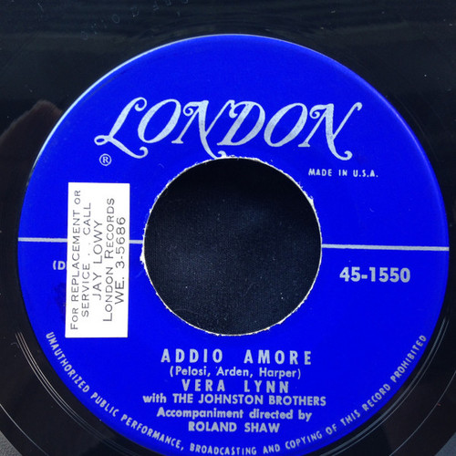 Vera Lynn - Addio Amore / I Do - London Records - 45-1550 - 7", Single 1089241706