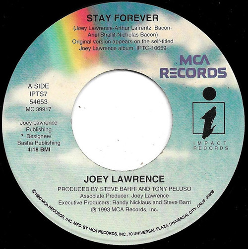 Joey Lawrence - Stay Forever (7", Single)