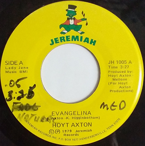 Hoyt Axton - Evangelina / So Hard To Give It All Up - Jeremiah - JH 1005 - 7" 1089531585