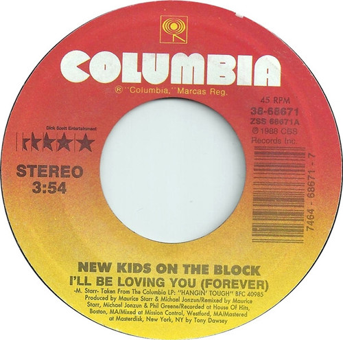 New Kids On The Block - I'll Be Loving You (Forever) - Columbia - 38-68671 - 7", Styrene, Car 1090754893