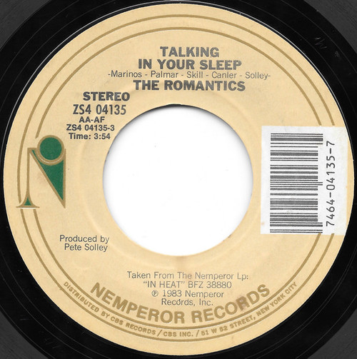 The Romantics - Talking In Your Sleep (7", Single, Styrene, Pit)
