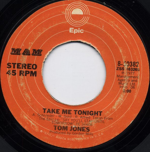 Tom Jones - Take Me Tonight (7", Single)