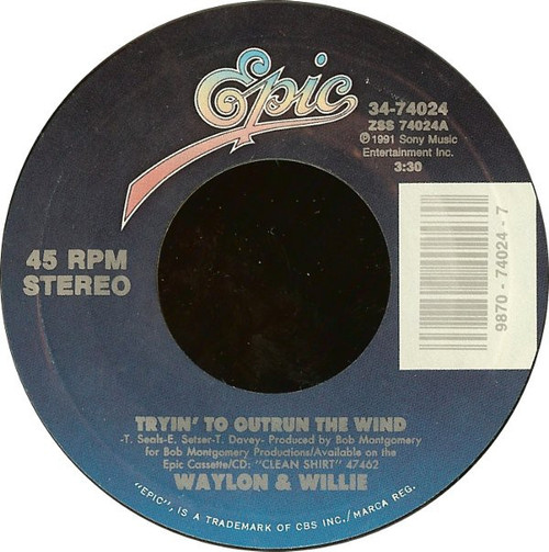 Waylon & Willie* - Tryin' To Outrun The Wind (7")