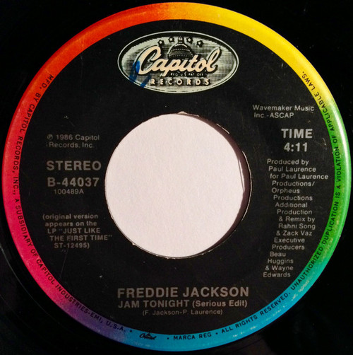 Freddie Jackson - Jam Tonight - Capitol Records - B-44037 - 7" 1092093766
