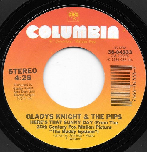 Gladys Knight & The Pips* - Here's That Sunny Day (From The 20th Century Fox Motion Picture "The Buddy System") (7", Single)