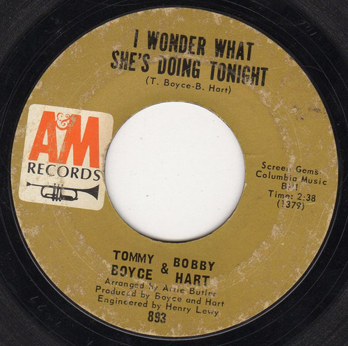 Boyce & Hart - I Wonder What She's Doing Tonite - A&M Records - 893 - 7", Single, Ter 1092126417