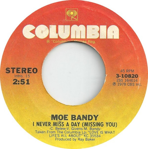 Moe Bandy - I Never Miss A Day (Missing You) / Two Lonely People (7", Single)