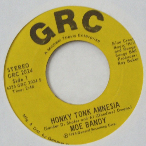 Moe Bandy - Honky Tonk Amnesia  (7", Single)