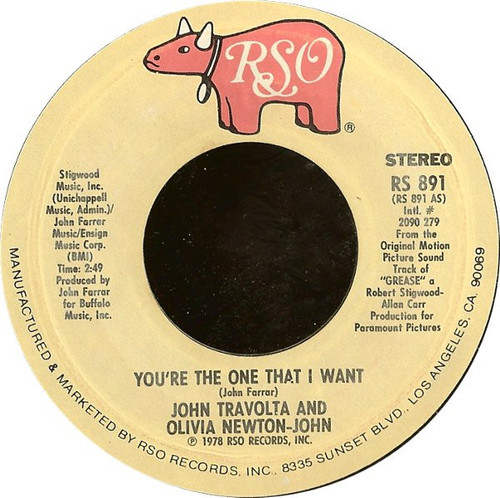 John Travolta And Olivia Newton-John - You're The One That I Want - RSO - RS 891 - 7", Single 1093322786