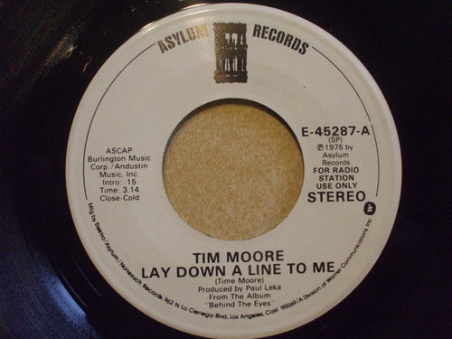 Tim Moore - Lay Down A Line To Me (7", Single, Promo)