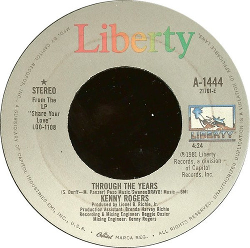 Kenny Rogers - Through The Years - Liberty - A-1444 - 7", Jac 1093904332