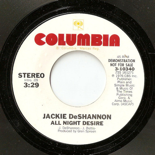 Jackie DeShannon - All Night Desire (7", Mono, Promo, Styrene)