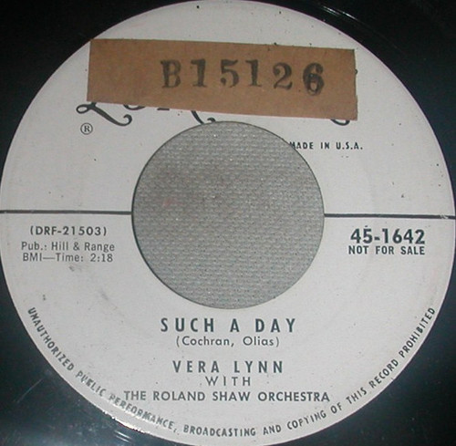 Vera Lynn - Such A Day (7", Promo)