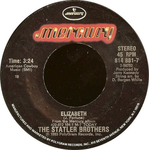 The Statler Brothers - Elizabeth - Mercury - 814 881-7 - 7", 19  1094750496