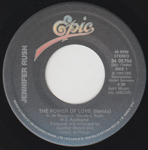 Jennifer Rush - The Power Of Love (Remix) - Epic - 34 05754 - 7", Single 1095121001