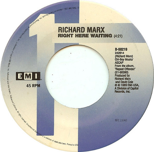 Richard Marx - Right Here Waiting (7", Single, Spe)