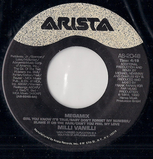 Milli Vanilli - Megamix / Can't You Feel My Love (7", Single, P/Mixed)