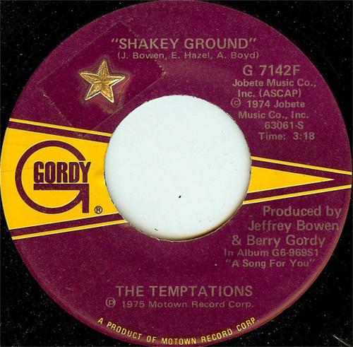The Temptations - Shakey Ground / I'm A Bachelor - Gordy - G 7142F - 7", Single 1097076642