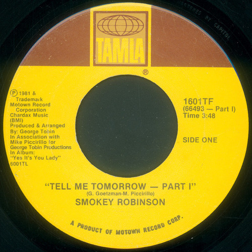 Smokey Robinson - Tell Me Tomorrow - Part I & Part II - Tamla - 1601TF - 7", Single 1097311982